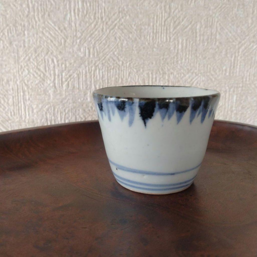 古伊万里染付雨降り文猪口江戸時代