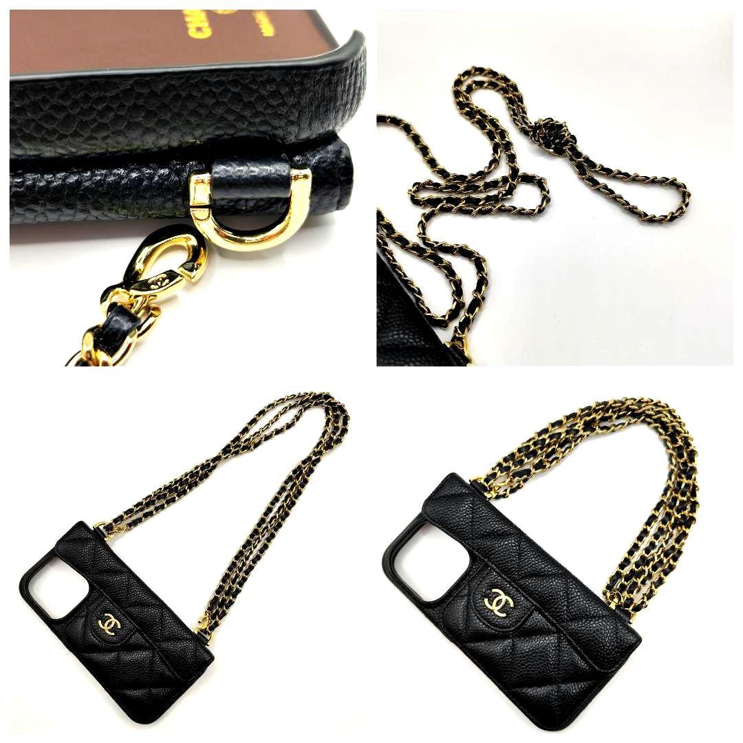 現行極美品！シャネル iPhone14Proスマホケースキャビアスキンマトラッセ