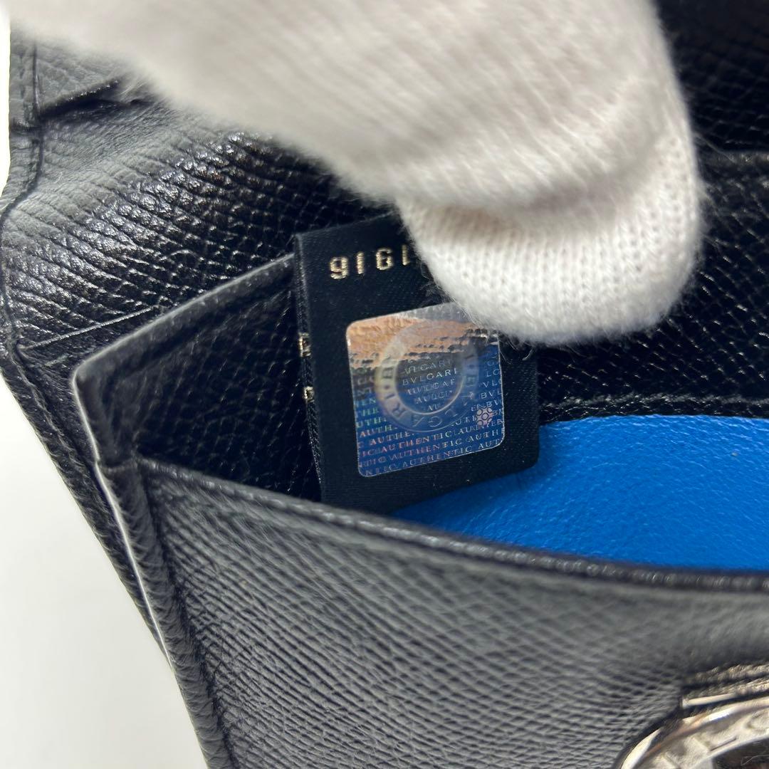 【極美品】ブルガリ カードケース 名刺入れ 小銭入ブラックレザー