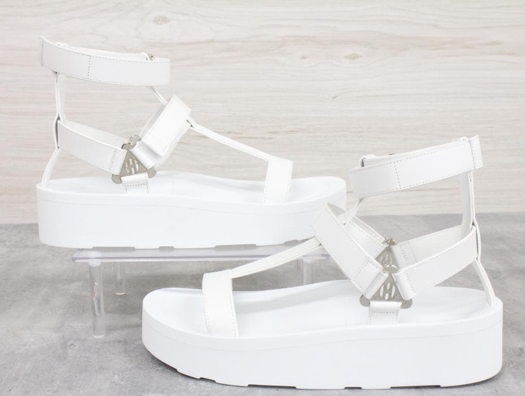 ▲未使用 エルメス エニド レザー サンダル ホワイト39 約25.5㎝