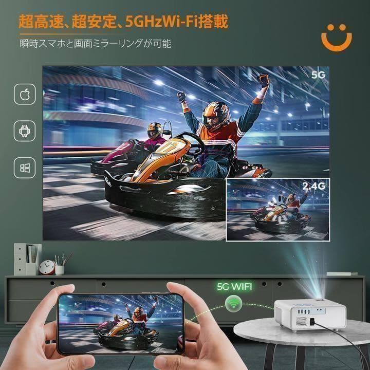 プロジェクター 家庭用 小型 4K 5G Wi-Fi 15000LM 収納バック
