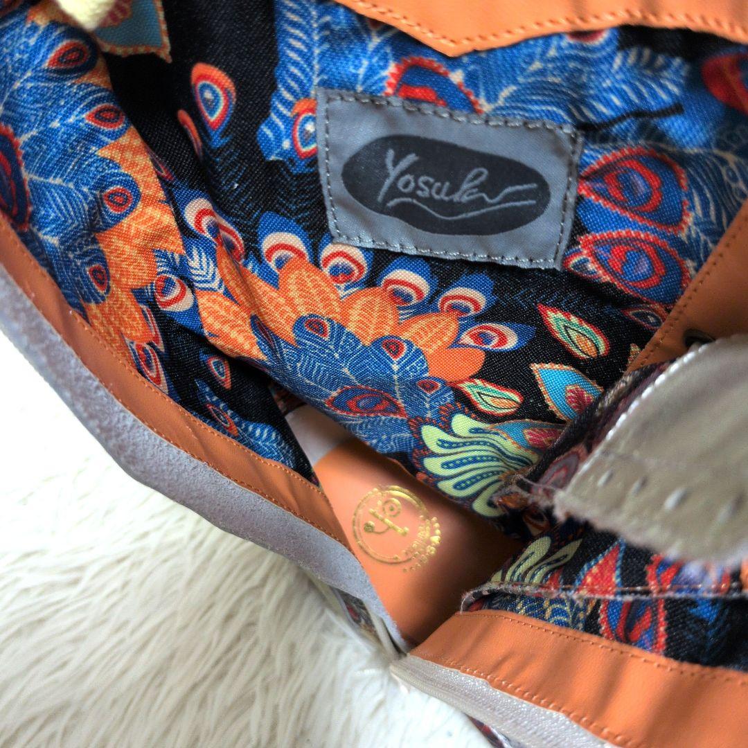 YOSUKE レースアップミドルブーツ アイボリーコンビ 24cm ペイズリー柄