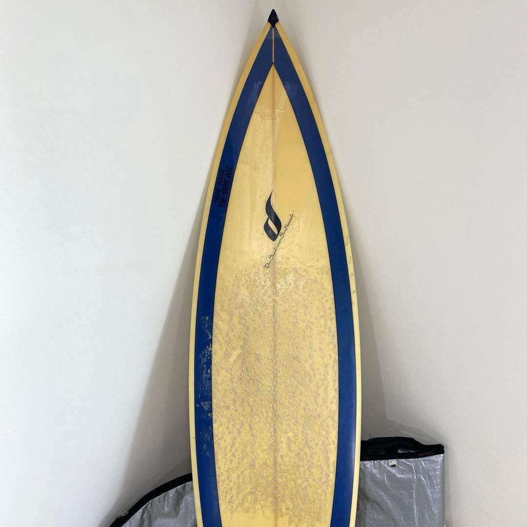 良品　サーフボード　ショートボード　クリーム　ブルー　ブラック　ケース付き