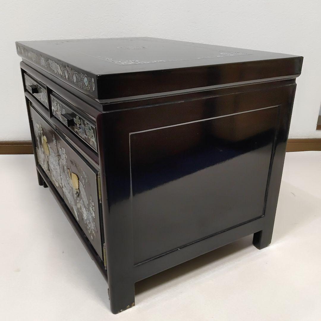 韓国　伝統工芸品　螺鈿細工　花鳥模様　収納棚　キャビネット　送料無料