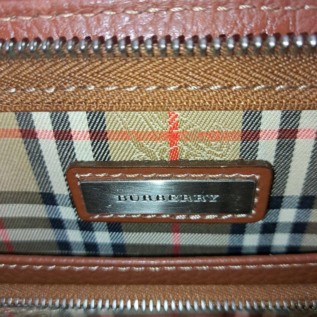 ✨️超美品✨️バーバリー　ビジネスバックノバチェック　オールレザー　ブラウン