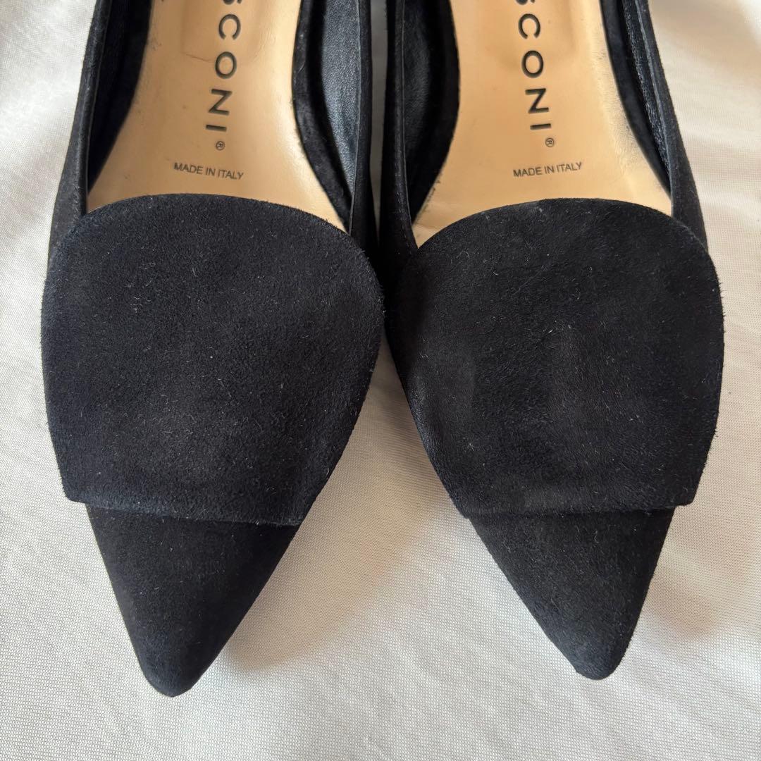 極美品★ FABIO RUSCONI ブラック フラットシューズ　37.5 黒