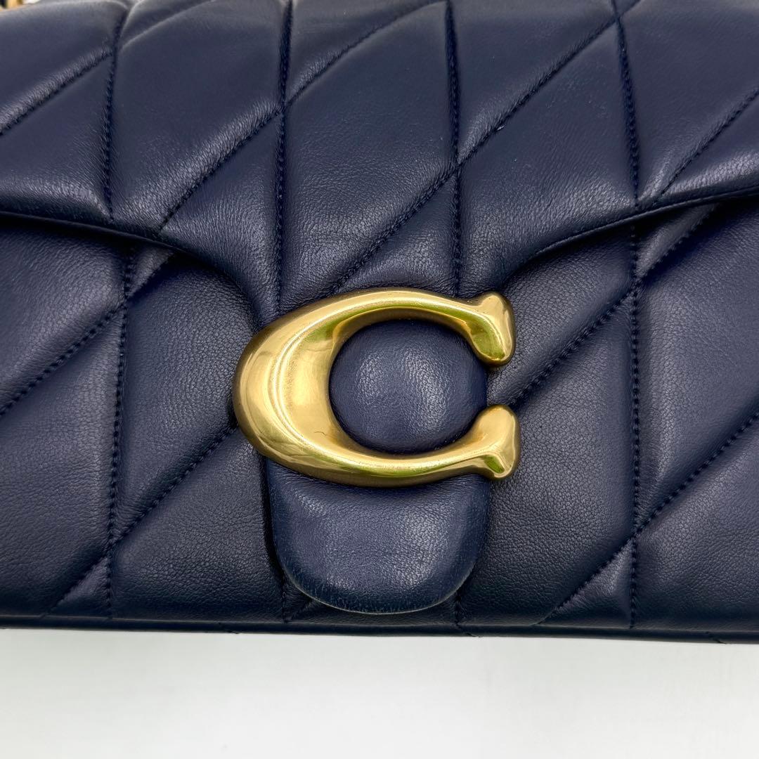 【美品】コーチ ショルダーバッグ タイムズスクエア タビー チェーン ネイビー