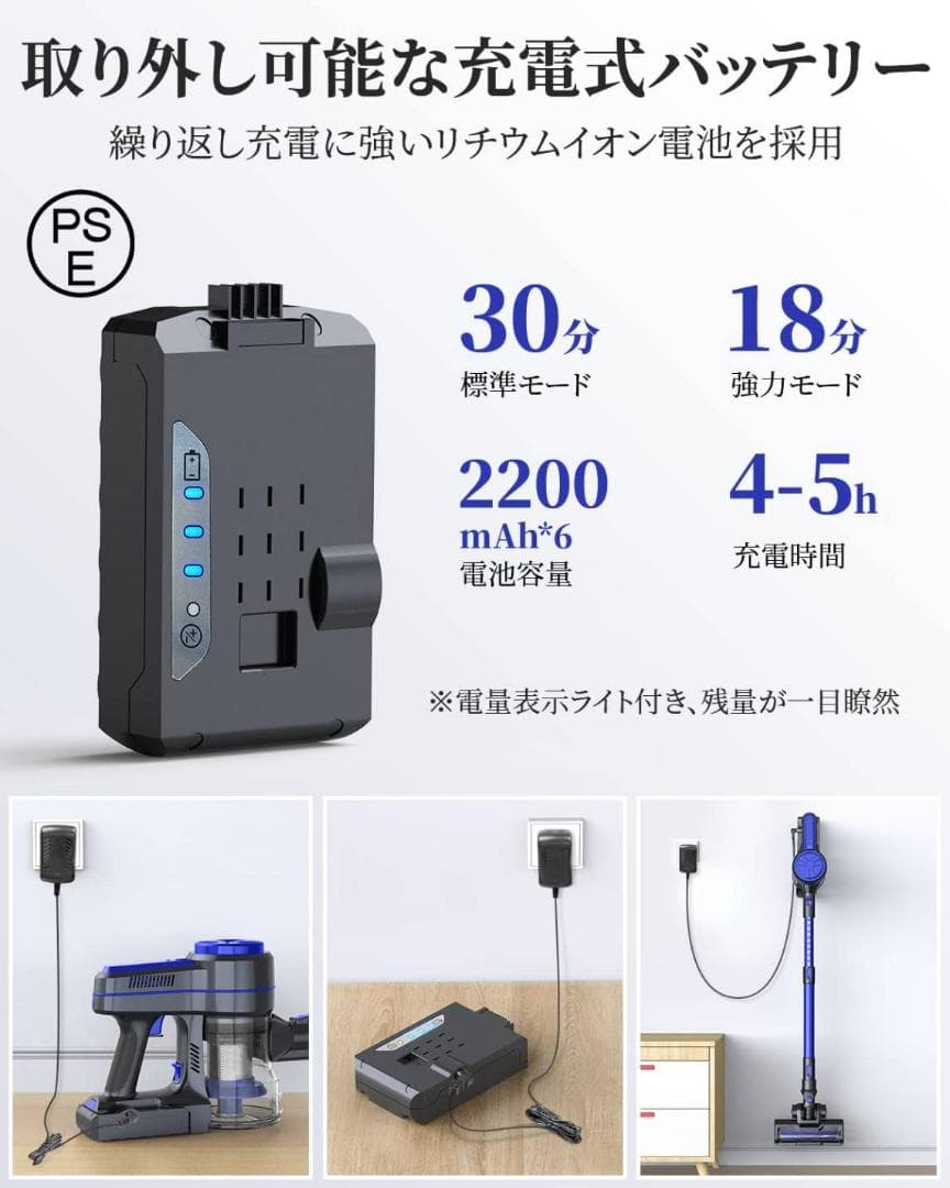 ２つの使い方 コードレス掃除機 大容量ダストカップ
