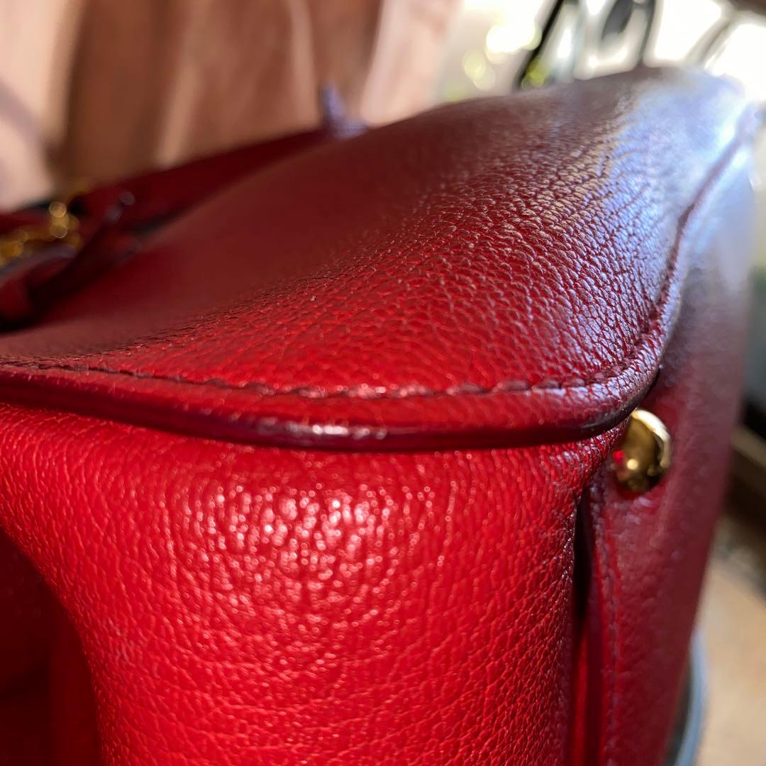 MIU MIU 赤 レザー ハンドバッグ ショルダー2Way