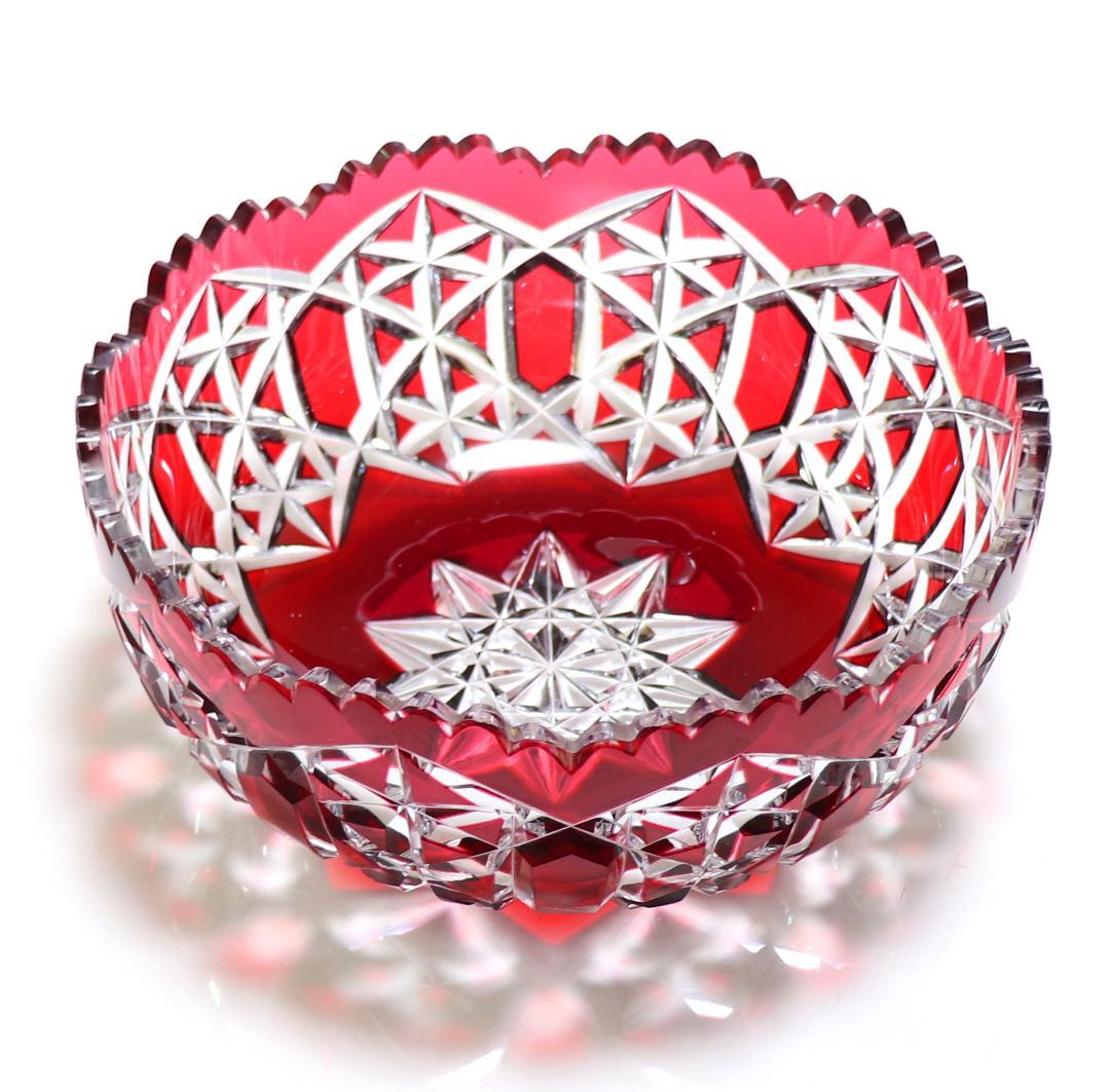 オールド・バカラ 美術館級 赤被せクリスタル カタログ掲載 2.3kg特大切子鉢