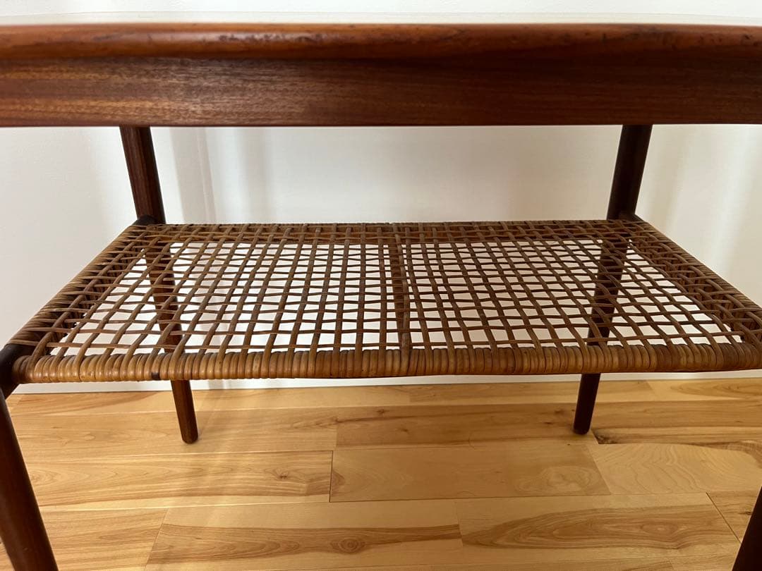 北欧ヴィンテージ　コーヒーテーブル　チーク　ラタン