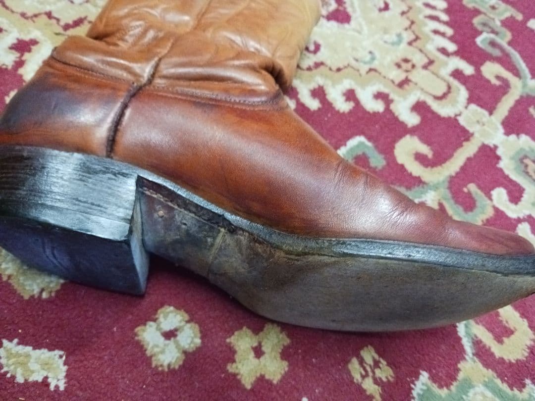 ビンテージ　ブラウンレザーウエスタンブーツ　used 9, 26,5cm