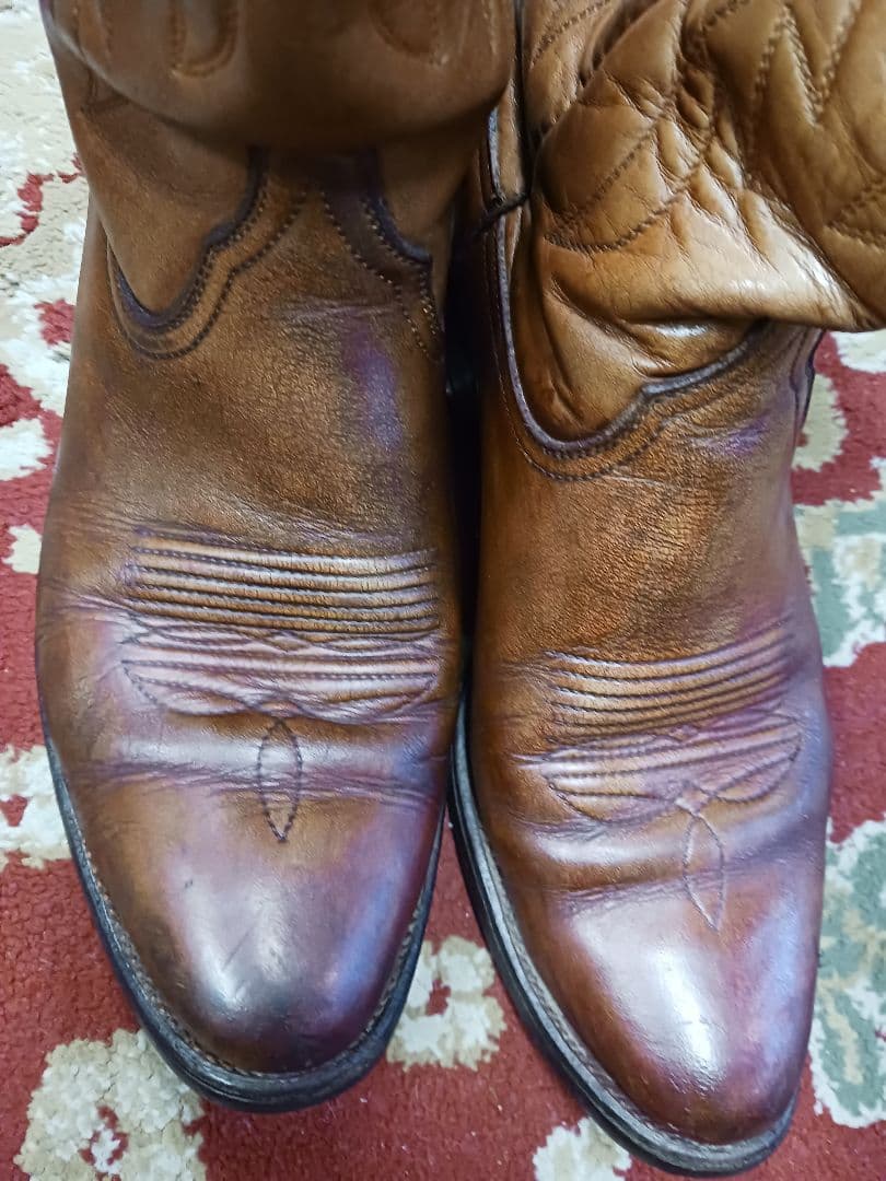 ビンテージ　ブラウンレザーウエスタンブーツ　used 9, 26,5cm