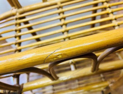 J【中古品】ラタン 籐 キャスター付ラック 2段　移動もラクラクです。