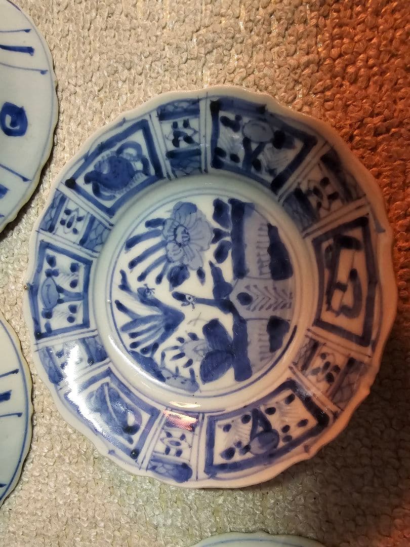 値下げ限界‼️早い者勝ち 新渡品 江戸後期から明治初 芙蓉 花鳥文 9客セット