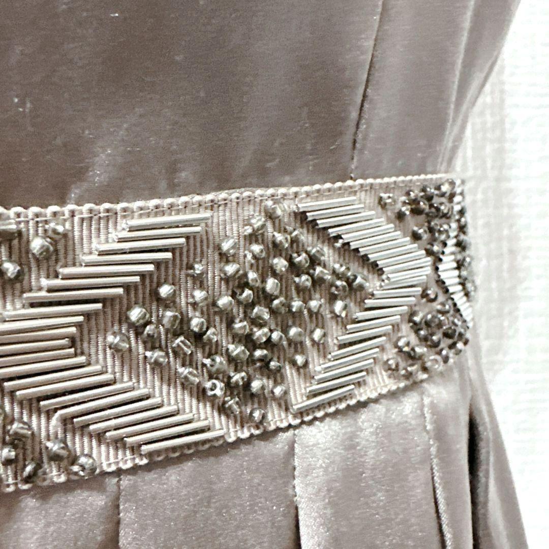 ANAYI シルク100 グレージュ ワンピース ビジュー 新品タグ付