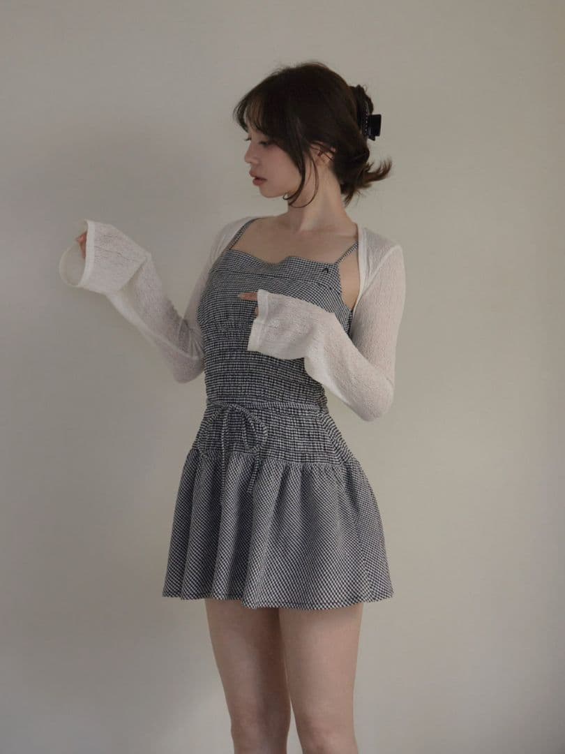 ワンピース ANDMARY Betty shirring mini dress black