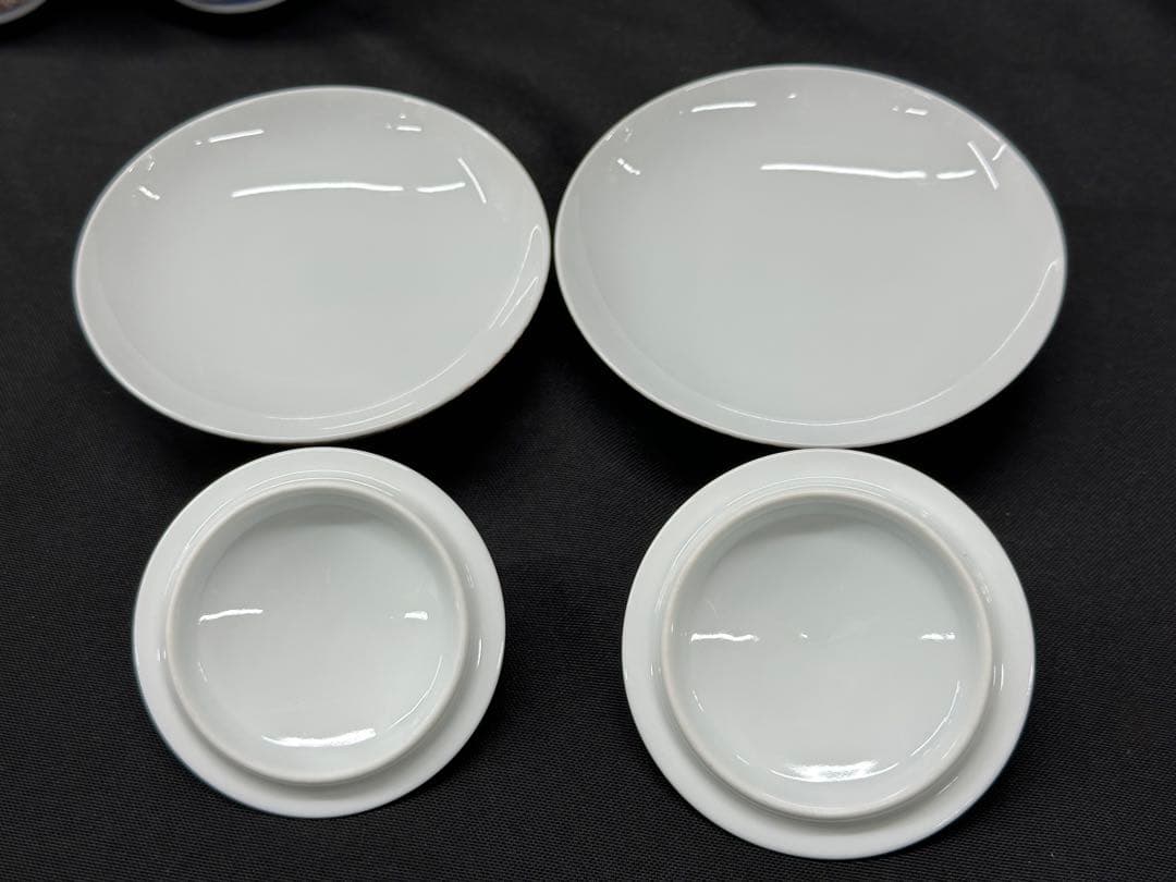 【美品】香蘭社　染錦模様　磁芸工房　睦揃　夫婦　茶碗　湯呑　飯碗