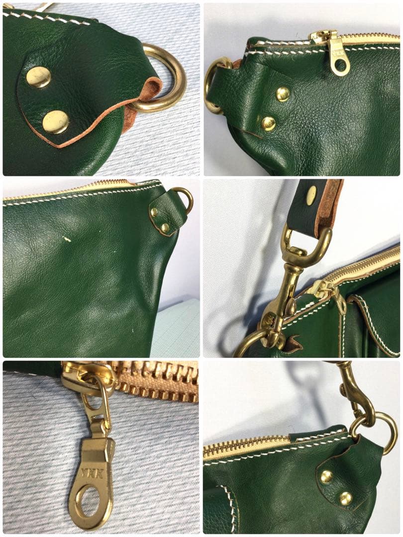 モス　グリーン　ハンドメイド感有り　ボディーバックショルダー付き