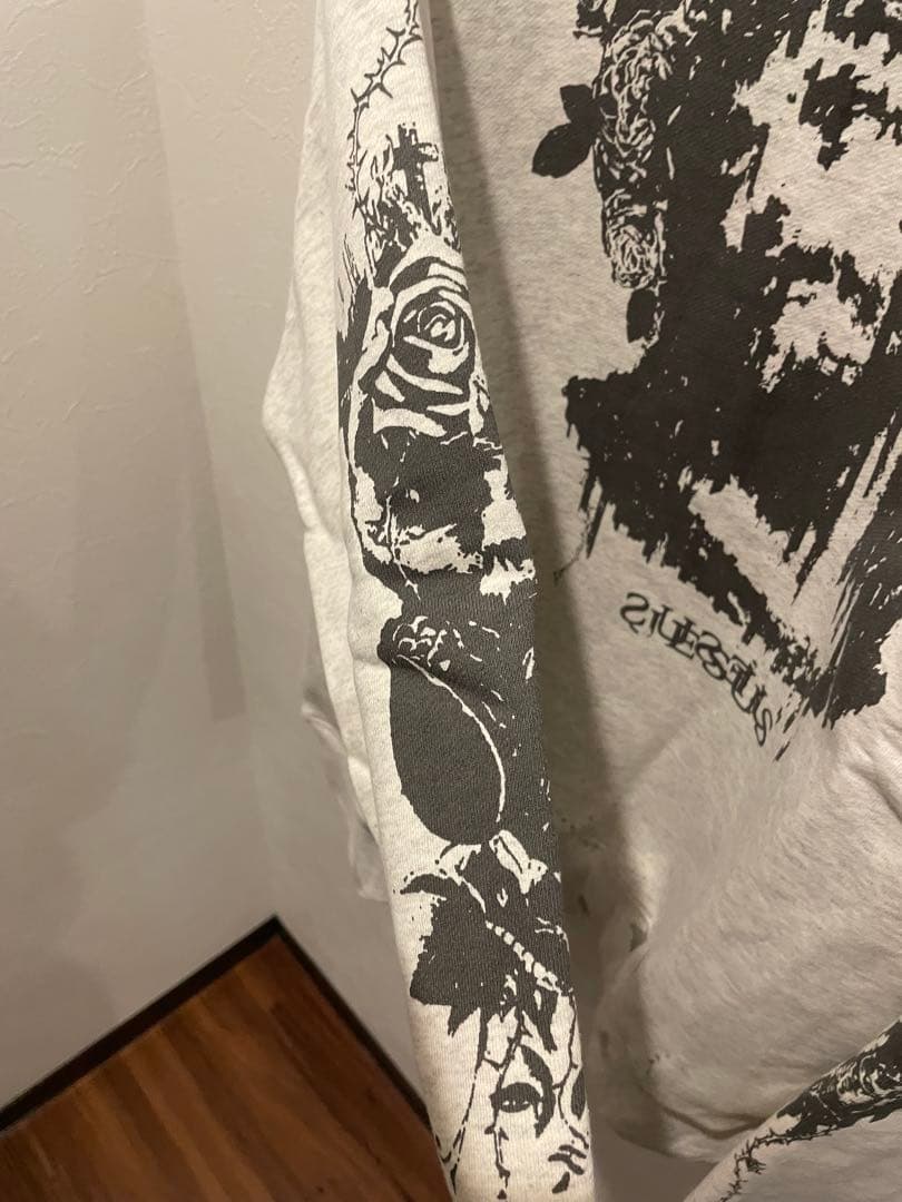 SAINT M××××オーバーサイズ グラフィックスウェット ダメージグレー