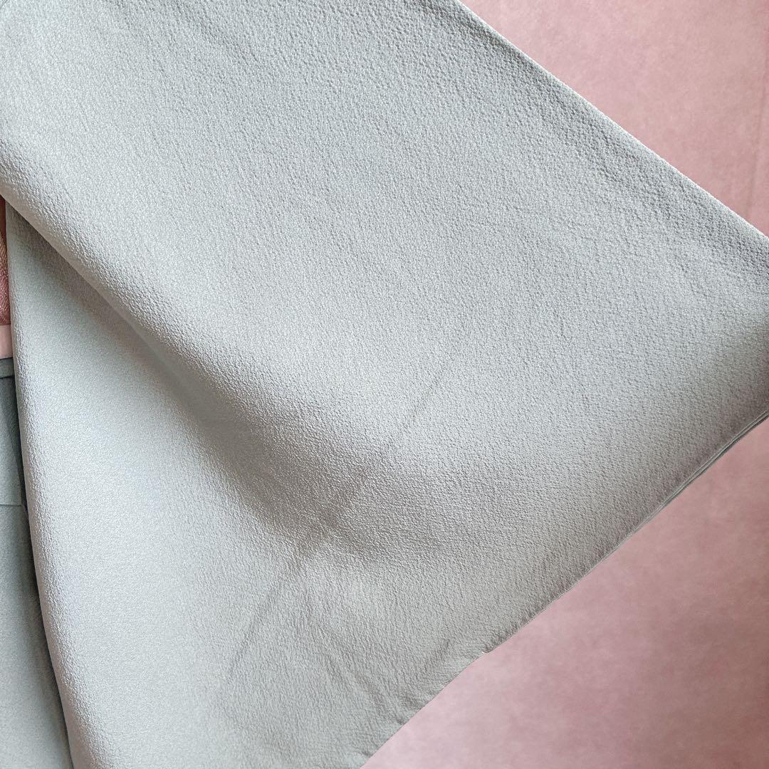 色無地　フルセット　着物　正絹　一つ紋　幻の染　岩石染　ブルー系　落款　N5