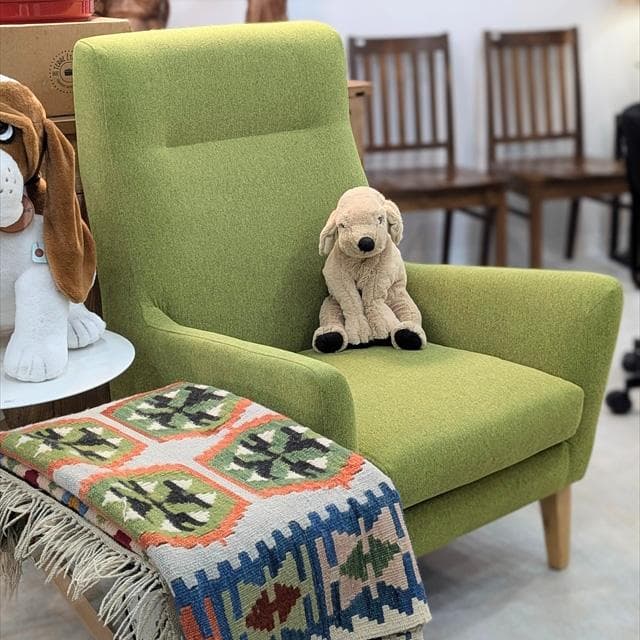 フランフラン廃番ライトグリーンハイバックソファ1シーター