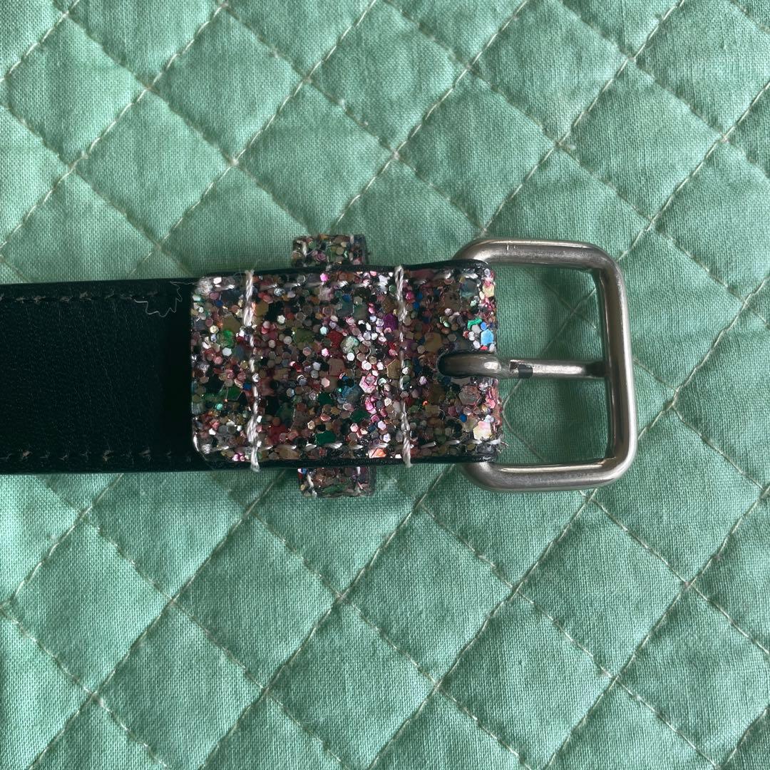 【美品】トリココムデギャルソン ベルト グリッター マルチカラー