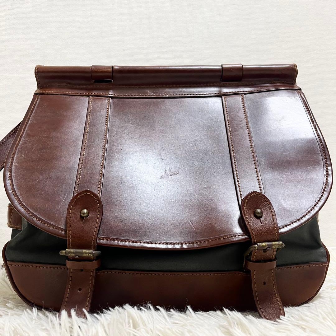 ポロラルフローレン ショルダーバッグ レザー ヴィンテージ 茶色 2層式 棒 鞄