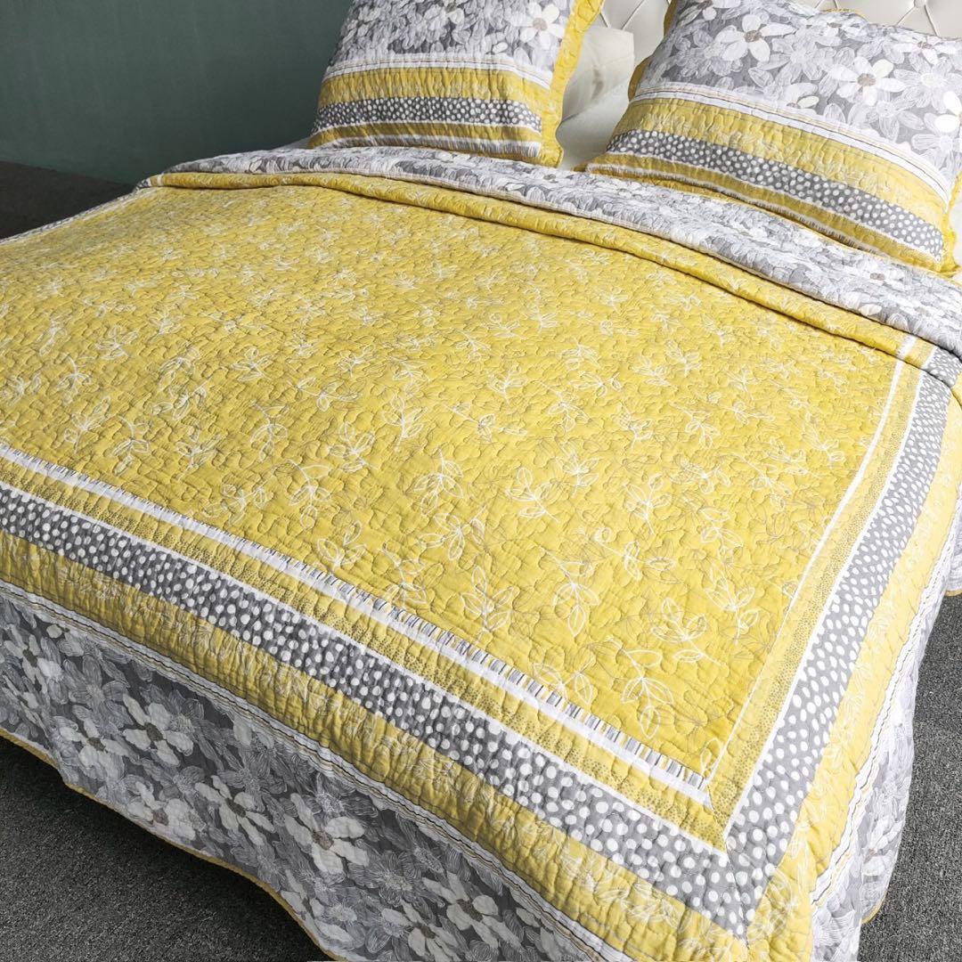 キルトベッドカバー3点セット綿マルチカバー キルティング 1139