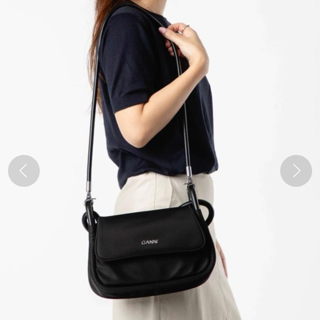 バッグ GANNI KNOT FLAP OVER HAND BAG BLACK