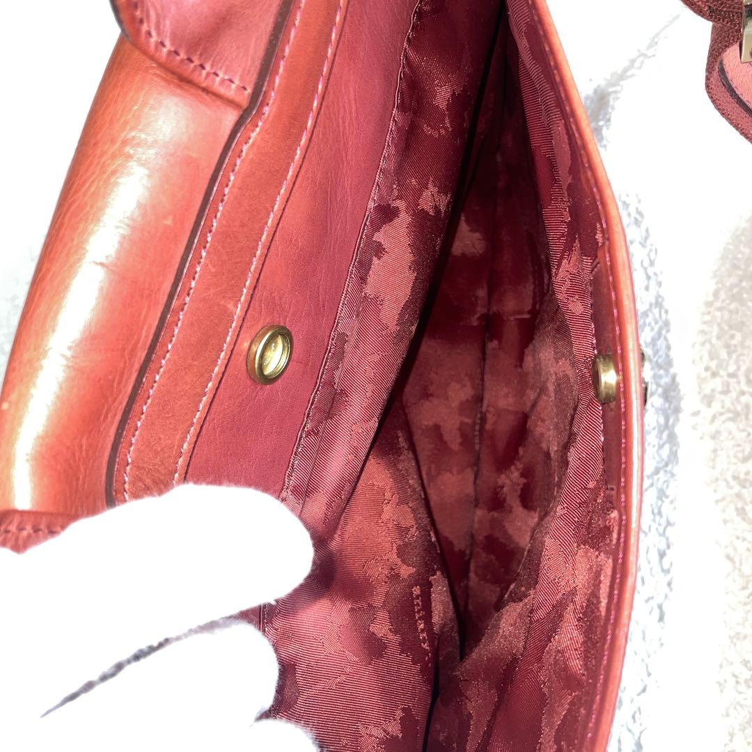 美品 アニアリ 2wayショルダーバッグ レザー ブラウン ターンロック 大きめ