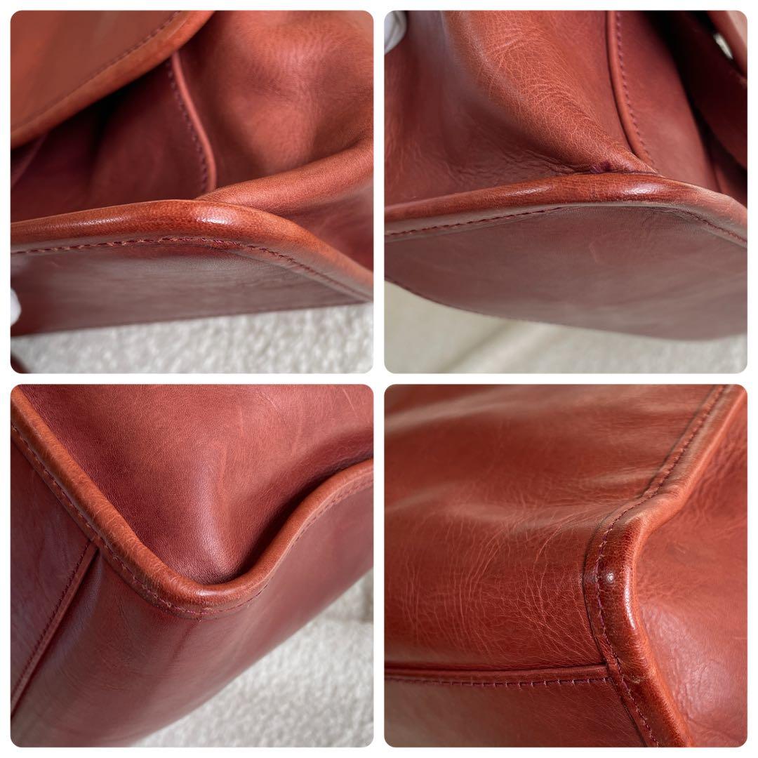 美品 アニアリ 2wayショルダーバッグ レザー ブラウン ターンロック 大きめ