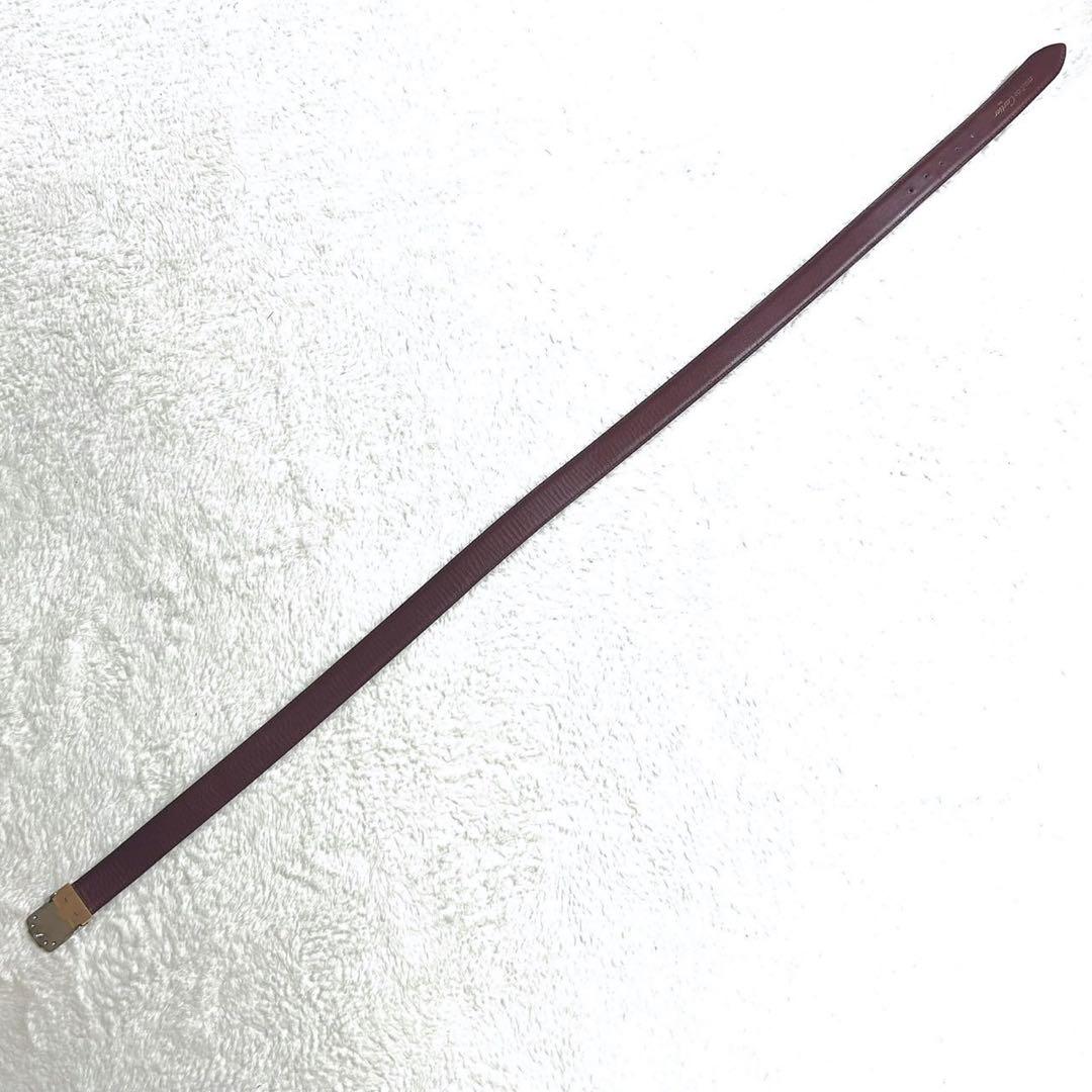 【美品】カルティエ ロゴ バックル ベルト ボルドー レザー