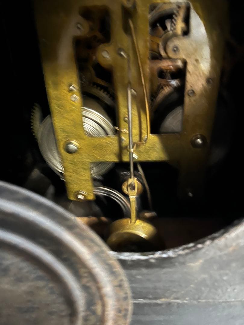 アンティーク置き時計、精工舎鉄製置き時計、14K使用、ゼンマイ置き時計、置時計