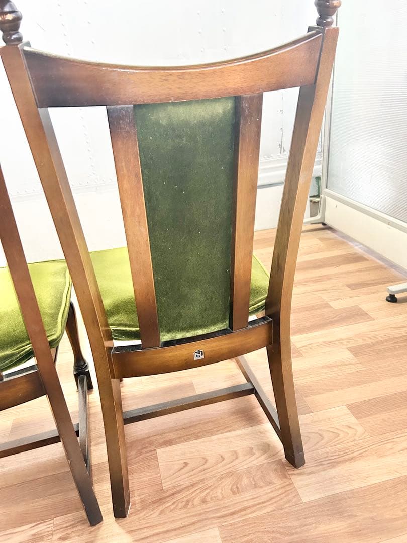 645 ナガノインテリア　ダイニングチェア　2脚 北欧 ベロア　リビング　a