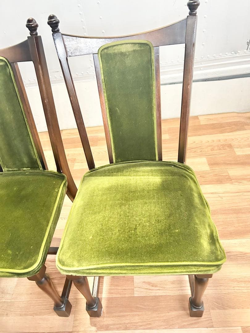 645 ナガノインテリア　ダイニングチェア　2脚 北欧 ベロア　リビング　a