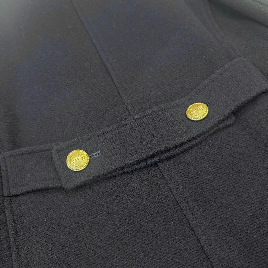 美品 15号 大きいサイズ ニューヨーカー ウール ロングコート ネイビー 3L