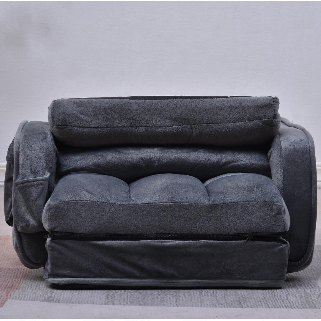 座椅子リクライニング14段ギアリクライニングチェアー ファブリック【ダークグレー