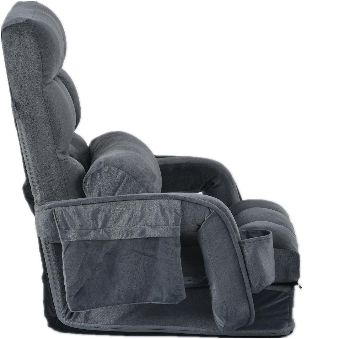 座椅子リクライニング14段ギアリクライニングチェアー ファブリック【ダークグレー