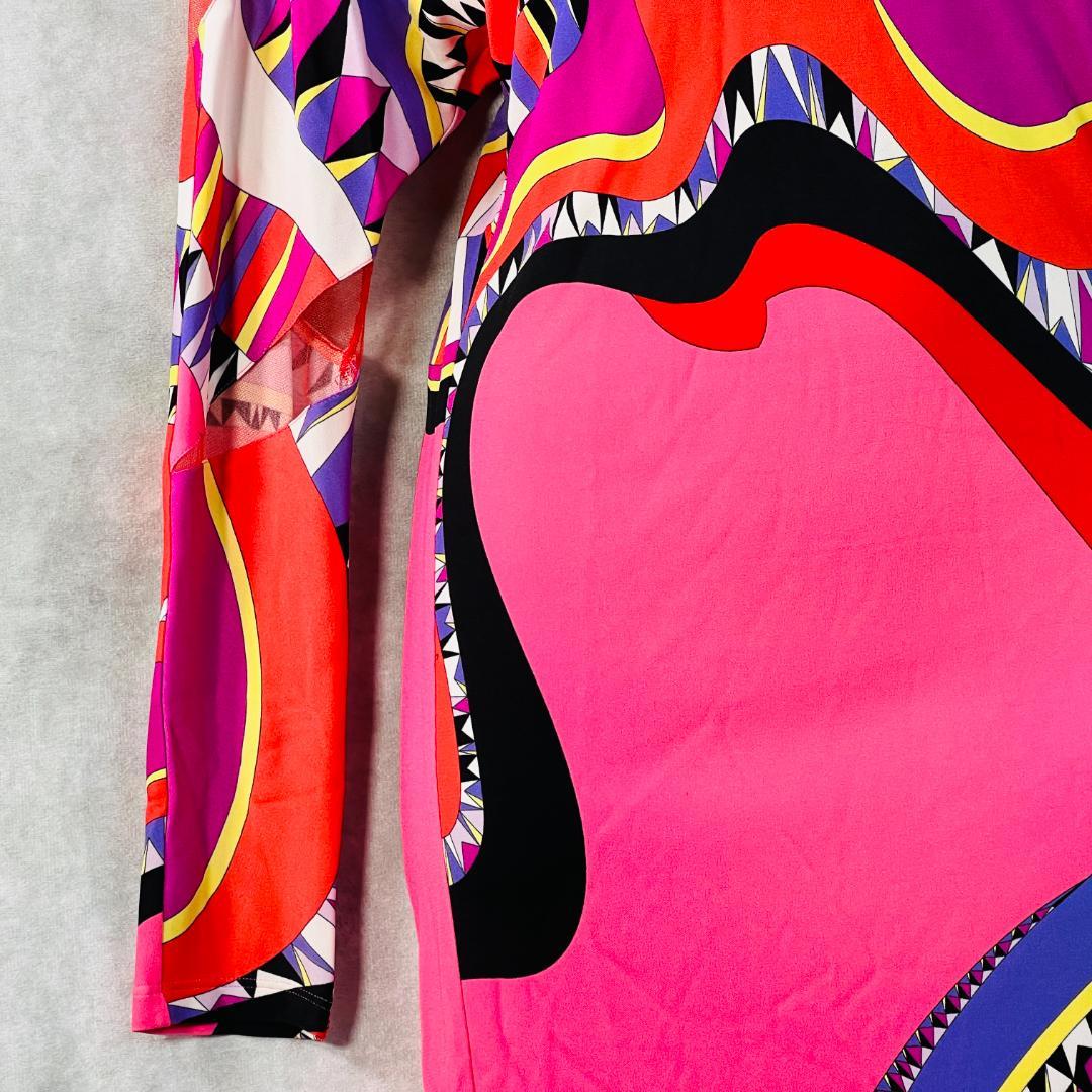 【美品✨エミリオプッチ】ワンピース プッチ柄 シルク ピンク系 36 M相当