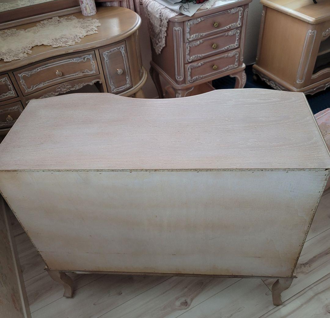 ロココ調　ピンクベージュ　猫足チェスト　引き出し　姫系　タンス　家具