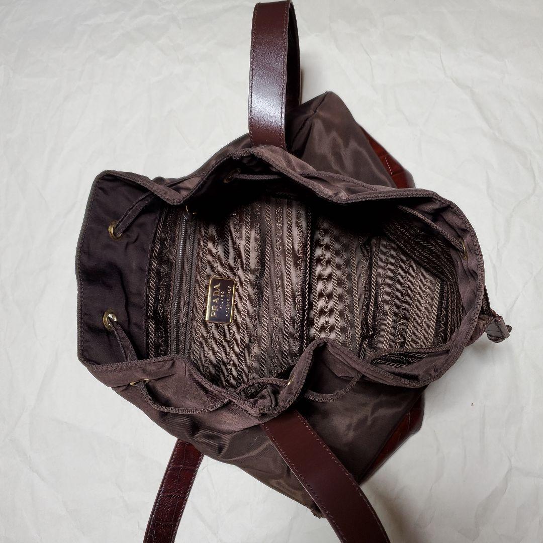 【値下げ】PRADA チョコブラウン ドローストリングバッグ