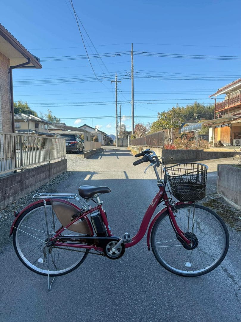 赤い電動アシスト自転車 シティタイプ