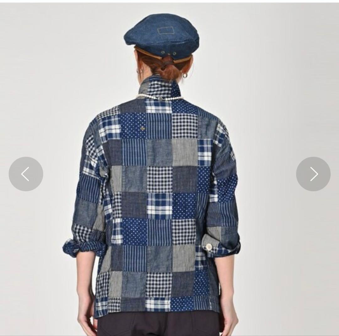 45R ミックスパッチワークの908 4ポケットシャツ インディゴ ユニセックス