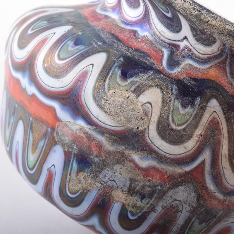 アンティーク　古代　ベネチアンガラス　ローマン硝子　古壷　V　R7612