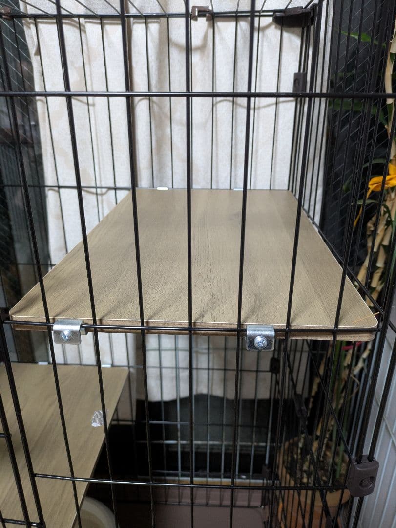 キャットケージ ブラウン 2段棚付き