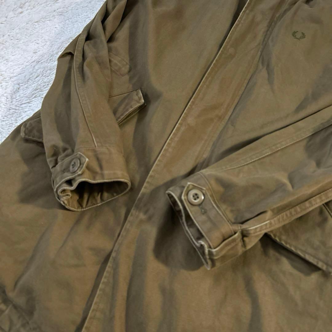 フレッドペリー モッズコート ブロックチェックボアライナー付き カーキ　S