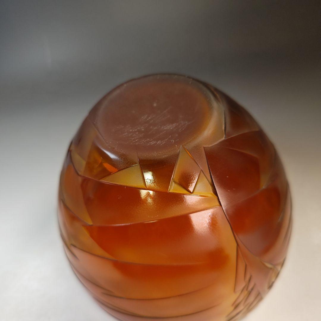 イ951 水指『硝子　ガラス　作家物　鳥文切子　水指　替蓋付』茶道具