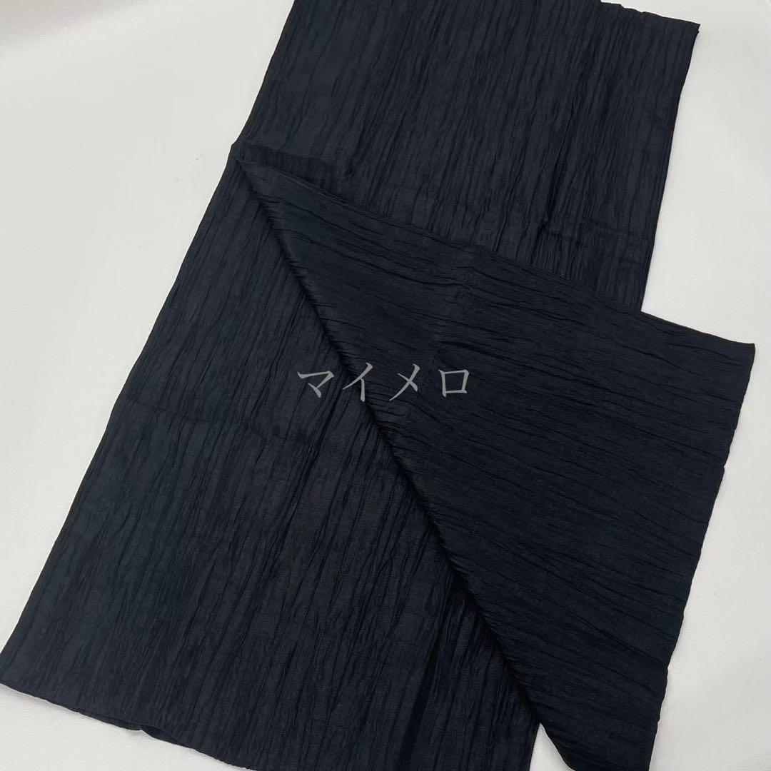 浴衣　綿麻　粋な夏着物　縦縞　黒　兵児帯　プリーツ　2点　0726⑬
