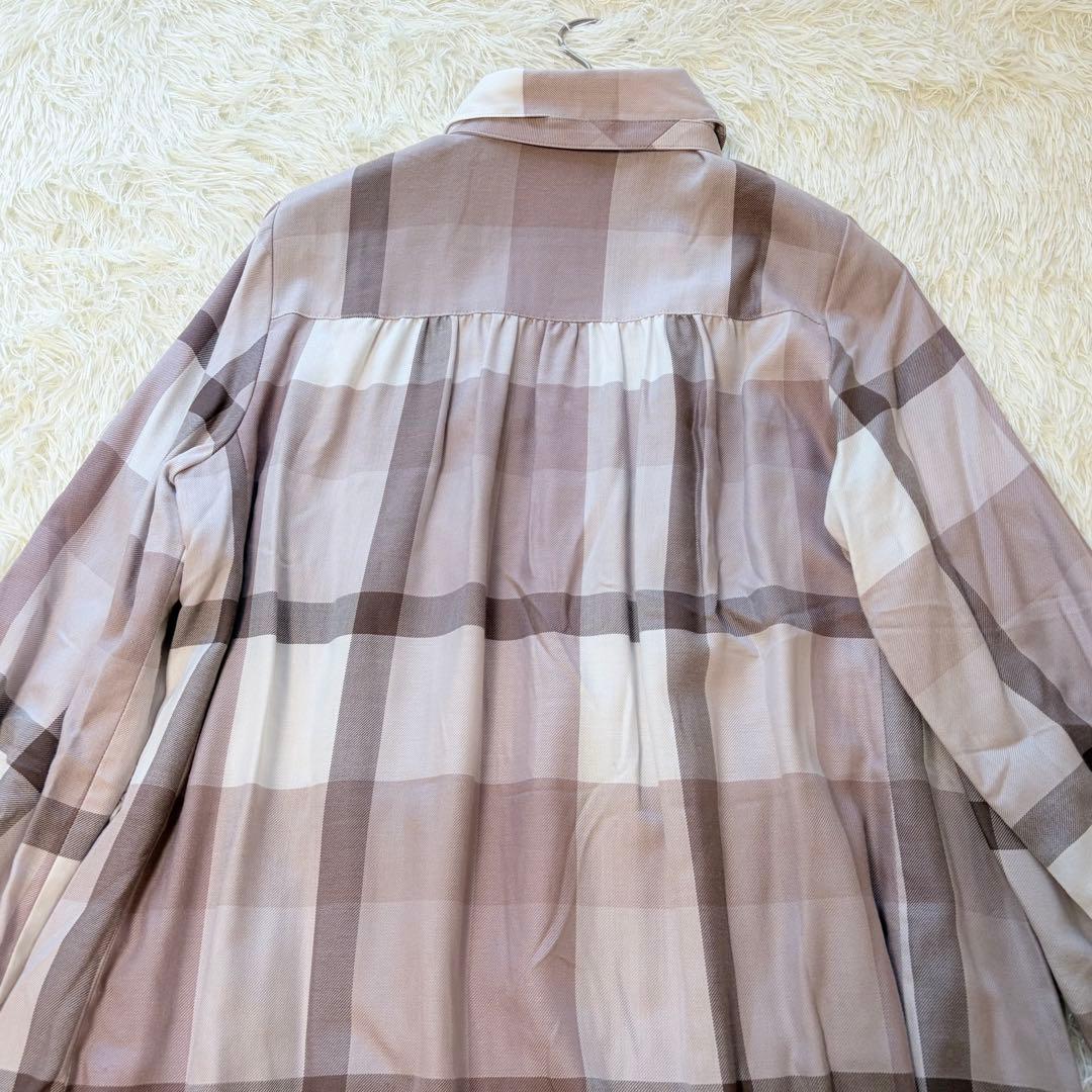 美品　ブルーレーベル クレストブリッジ チェックエアリーツイルブラウス　38
